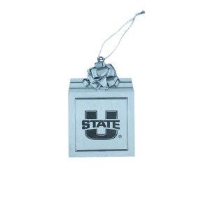 Silver Ornament U-State with Bow Laser Engraved